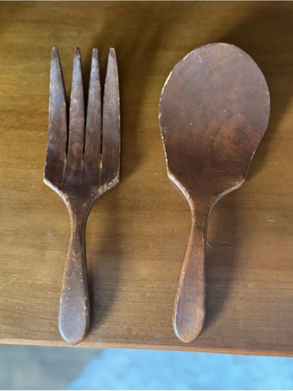 Vintage Farmhouse Wooden Fork / Spoon Decor Set